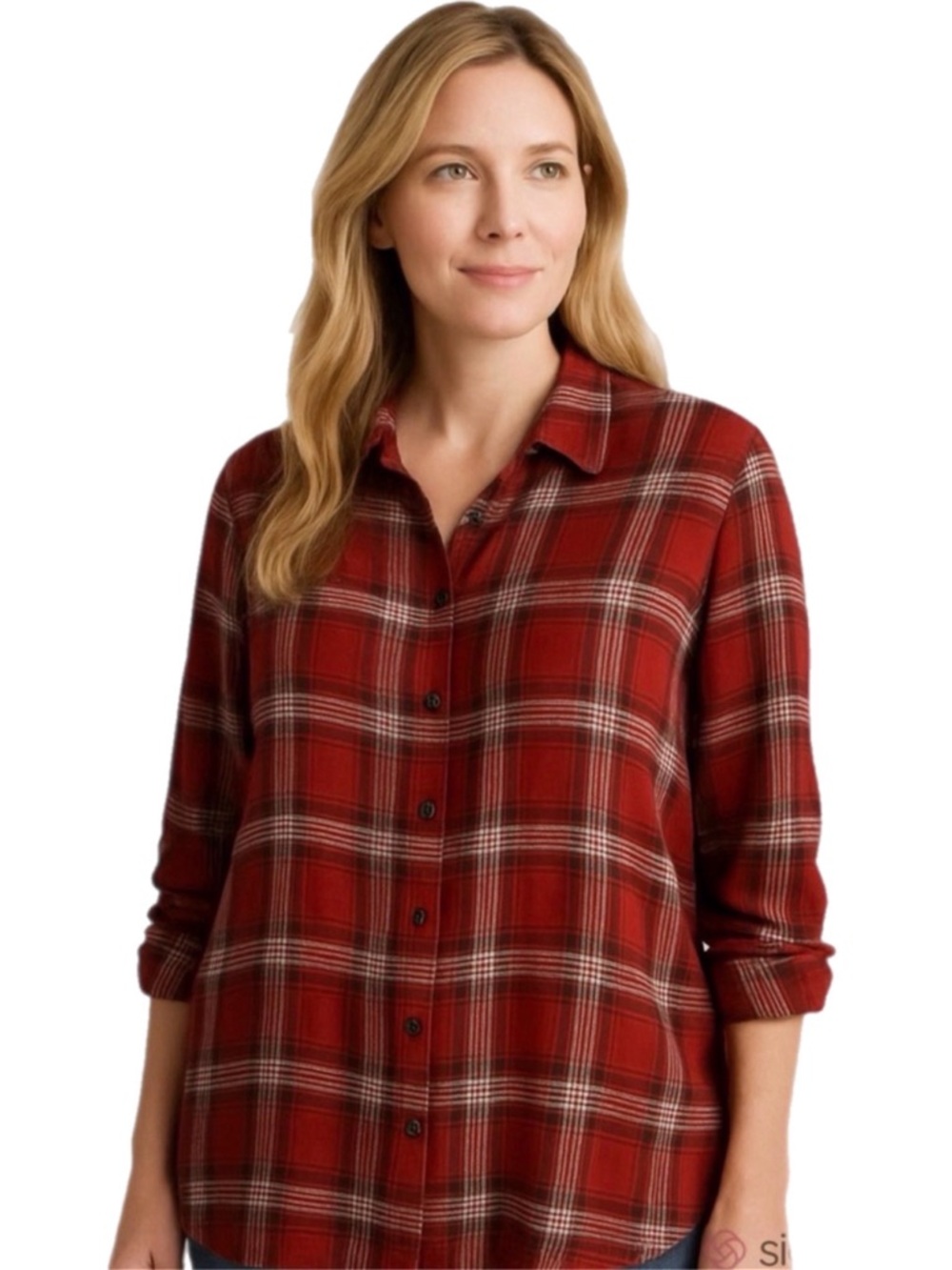 J. Jill -‎ Red Plaid Button-Up Shirt - Flannel Shacket - Size XL Tall